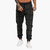 Men's pants with elastic waistband and checkered surface