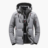 Men's Quilted Jacket with Hood and Zipper Pockets