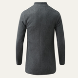 The Porta Venezia Men's Casual Winter Wool Blend Trench Jacket with Stand Collar