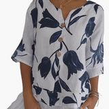 Women's Floral Print Blouse – Summer V-Neck Top