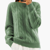 Women’s Pullover with Round Neck and Cable Pattern