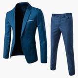 Men's Summer Suit Two-Piece with Lapel and Flat Front Trousers