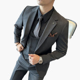 Three-Piece Men's Suit with Button Closure and Notch Lapel