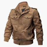 Men's Bomber Jacket with Zipper and Flap Pockets