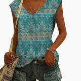 Women's V-Neck Shirt with Cap Sleeves for Summer