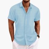 Men's Short Sleeve Striped Shirt – Button-Up for Summer
