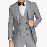 Men's Three-Piece Suit with Vest and Tailored Trousers