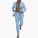 Men's Summer Suit with Button Closure and Slim Fit