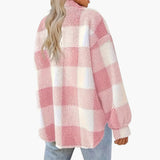 Women's Jacket with Check Pattern and Button Closure
