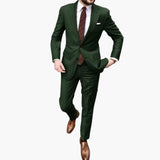 Men's Two-Piece Suit with Notch Lapel and Slim Fit Pants