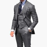 Men's Three-Piece Suit with Vest, Jacket, and Pants