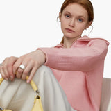 Women's Sweater with Zip Neck and Ribbed Surface