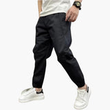 Men's Summer Pants with Button Placket and Elastic Cuffs