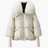 Women's Winter Jacket with Faux Fur Collar and Zipper