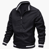 Men's Bomber Jacket with Zipper and Ribbed Collar