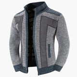 Men's Zip-Up Cardigan with Ribbed Cuffs