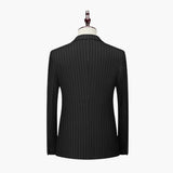 Men's Two-Piece Suit with Pinstripes and Lapel Collar