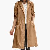 Women’s Hooded Trench Coat with Zipper