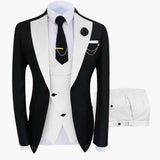 Men's Suit with Vest and Long-Sleeved Blazer