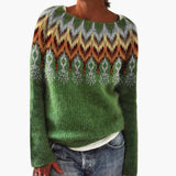 Women's Sweater with Round Neck and Tree Pattern
