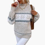 Women's Pullover with Turtleneck and Snowflake Pattern