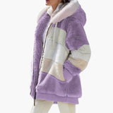Women’s Zipped Hooded Jacket with Striped Surface