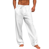 Men's Casual Pants with Drawstring Waist and Side Pockets