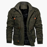 Men's Jacket with Zipper and Multiple Pockets