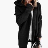 Women’s Knitted Cardigan with Hood and Open Front