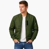 Men's Bomber Jacket with Piped Pockets and Zip Sleeve Pocket
