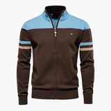 Men's Zip-Up Cardigan with Ribbed Hem