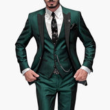 Men’s Three-Piece Suit with Lapels and Closure