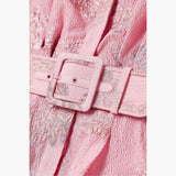 Floral Dress with Belt - For Women with Puff Sleeves & Elegance