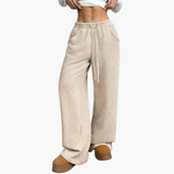 Women's Corduroy Trousers with High Waist and Wide Legs