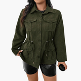 Women's Cord Jacket with Waist Drawstring