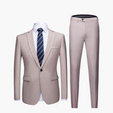 Men's Two-Piece Suit with Blazer and Flat Front Trousers
