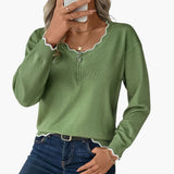 Women's Sweater with Decorative Zipper and Ruffle Details