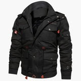 Men's Field Jacket with Adjustable Hood and Multiple Pockets
