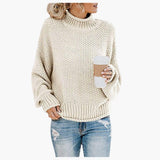 Knitted Pullover with High Collar for Women – Cozy & Stylish