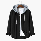 Men's Hooded Jacket with Button Closure