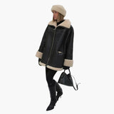 Women's Winter Jacket with Wide Collar and Zipper