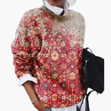Women's pullover with round neckline and geometric pattern