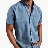 Men's Short Sleeve Shirt with Chest Pocket for Spring and Summer