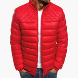 Men's Bomber Jacket with Zipper and Quilted Design