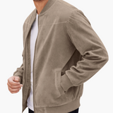 Men's Bomber Jacket with Zipper and Side Pockets