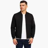 Men's Bomber Jacket with Front Zipper and Ribbed Hem