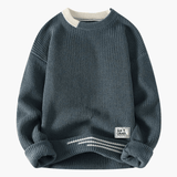 Men's sweater with round neckline and ribbed hem