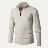 The Favignana Men's Knitted Stand Collar Ribbed Half Zip Sweater