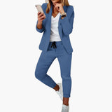 Women’s Lounge Set with Blazer and Drawstring Joggers
