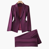 Women's Blazer Set with One Button and Straight Pants